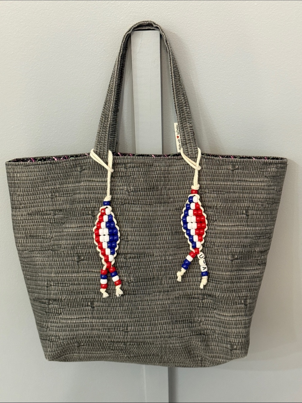 Patriotic Fish Tote Bag Charms Red, White & Blue